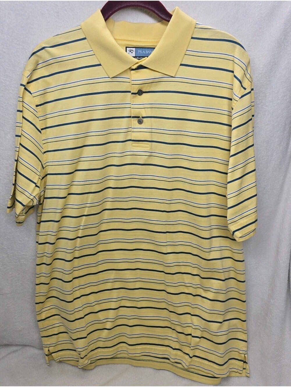 Jos. A. Bank Men's Medium Leadbetter Golf Polo Short Sleeve Yellow Shirt Casual